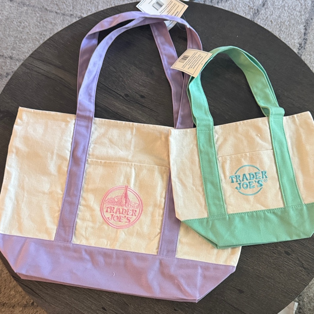 Trader Joe’s BUNDLE LARGE & MINI Canvas Tote Bag - NWT